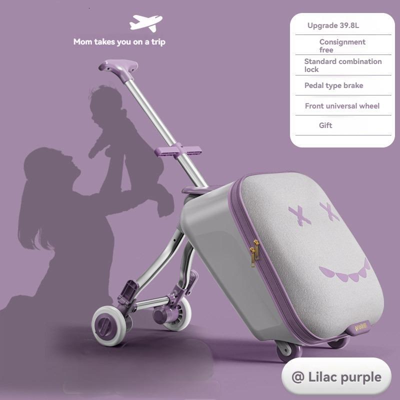 Luggage Children Can Sit and Ride Lazy Walking Baby Gods Suitcase 20 inch Boarding Travel Bags Brake Wheel Password Trolley Case