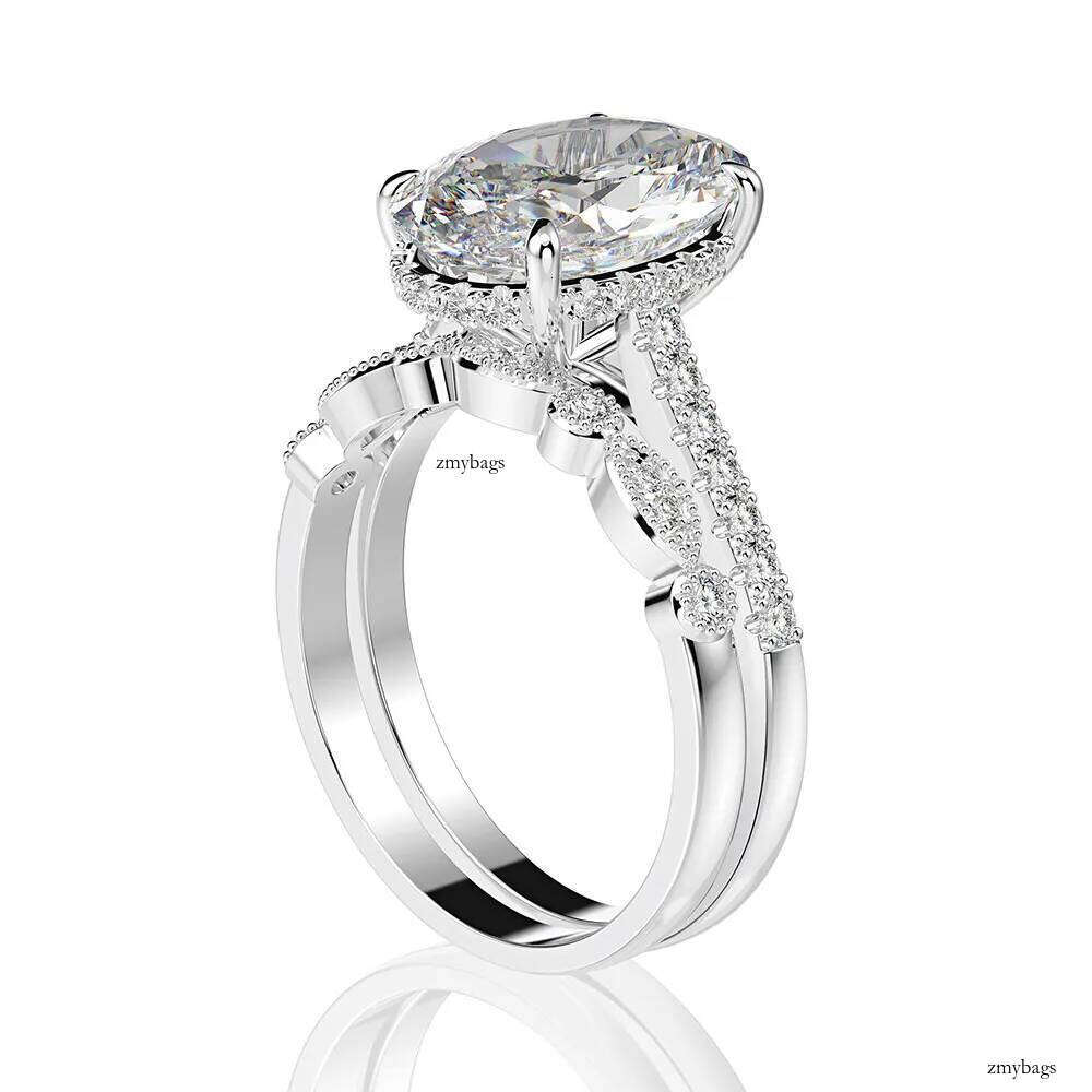 4CT White Natural Moissanite Dia Jewelry Genuine 100% S Sterling Sier Rose Gold Oval Cut Gemstones Party Women Wedding Band Ring Giff
