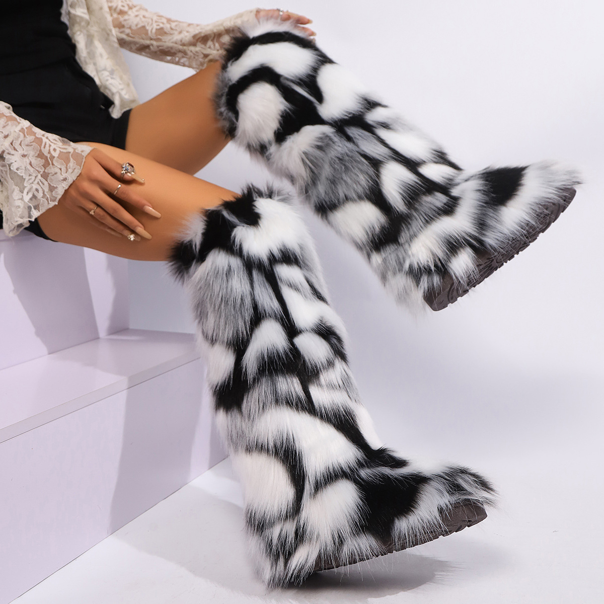 Designer shoes free shipping new Outdoor trainer winter plush snow boots for women's keep warm fashion Knee boots black white pink grey brown