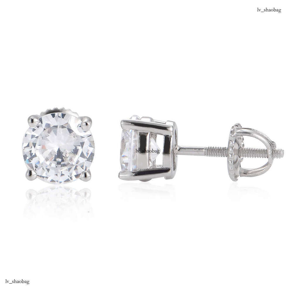 S Full Pure Sier Zircon Simple Style Hip Hop Earrings 3mm 5mm 7mm Unisex Ear Jewelry