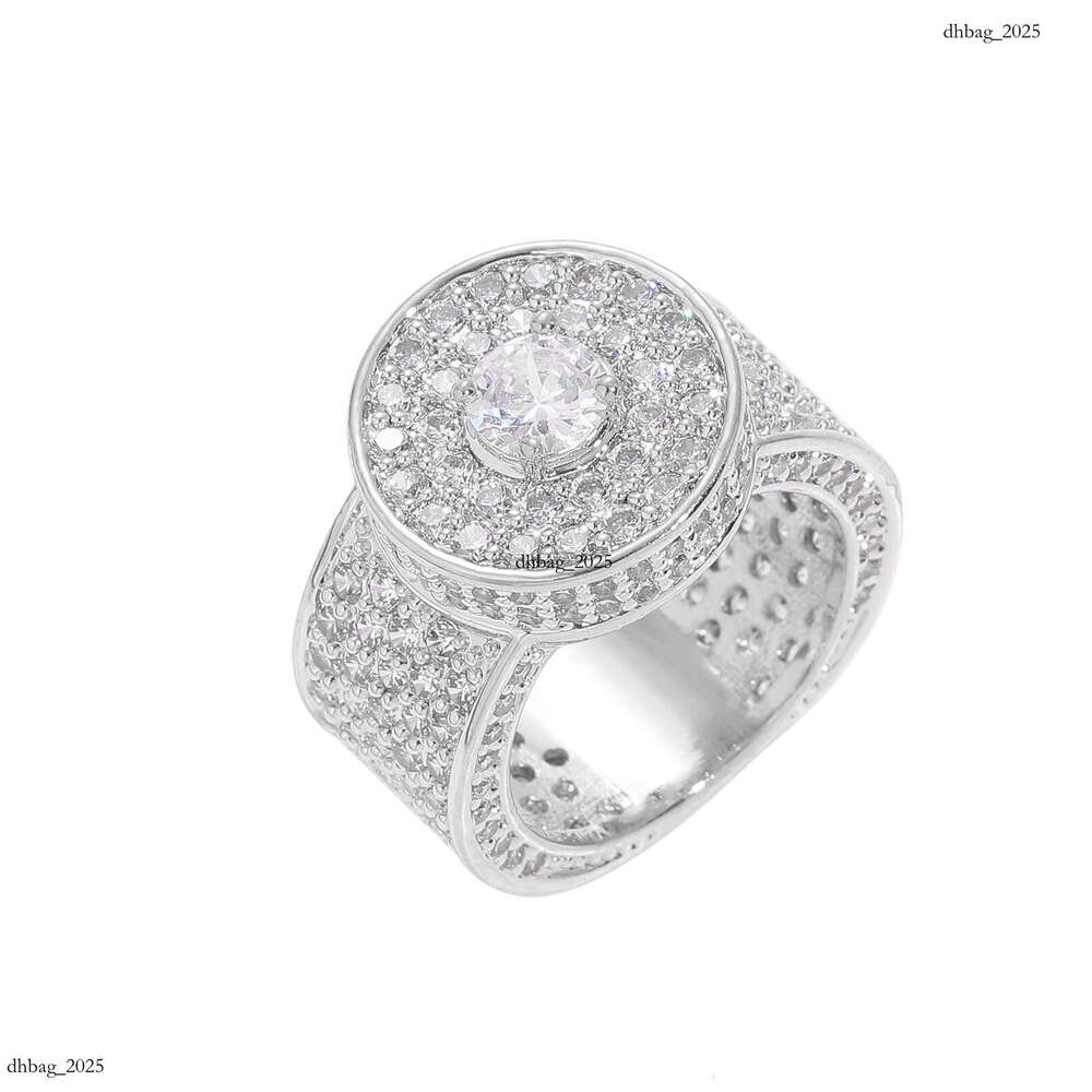 Men's Classic Large Diamond Real Gold Plated Micro Paved Full Zircon Hip Hop Ring