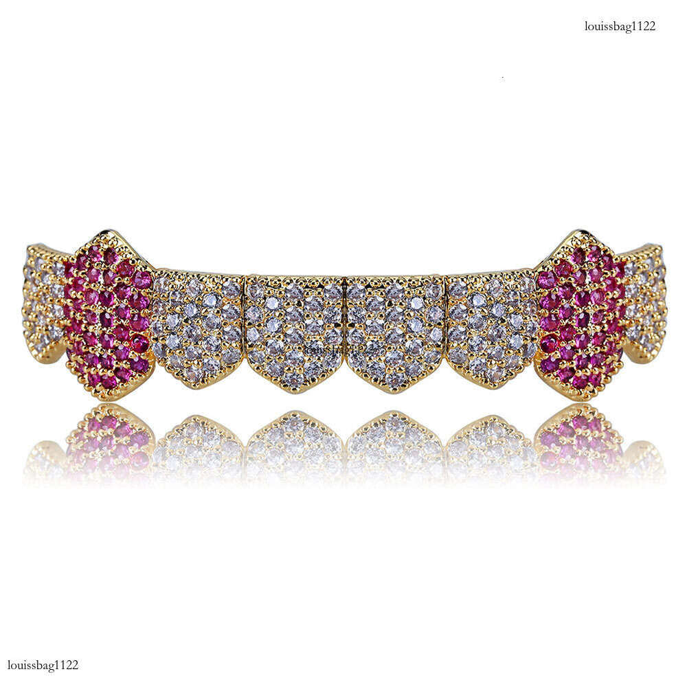 Hip Hop 8 Micro Pave Zircon Single Row Lower Gold Braces Grills Sharp Teeth Jewelry