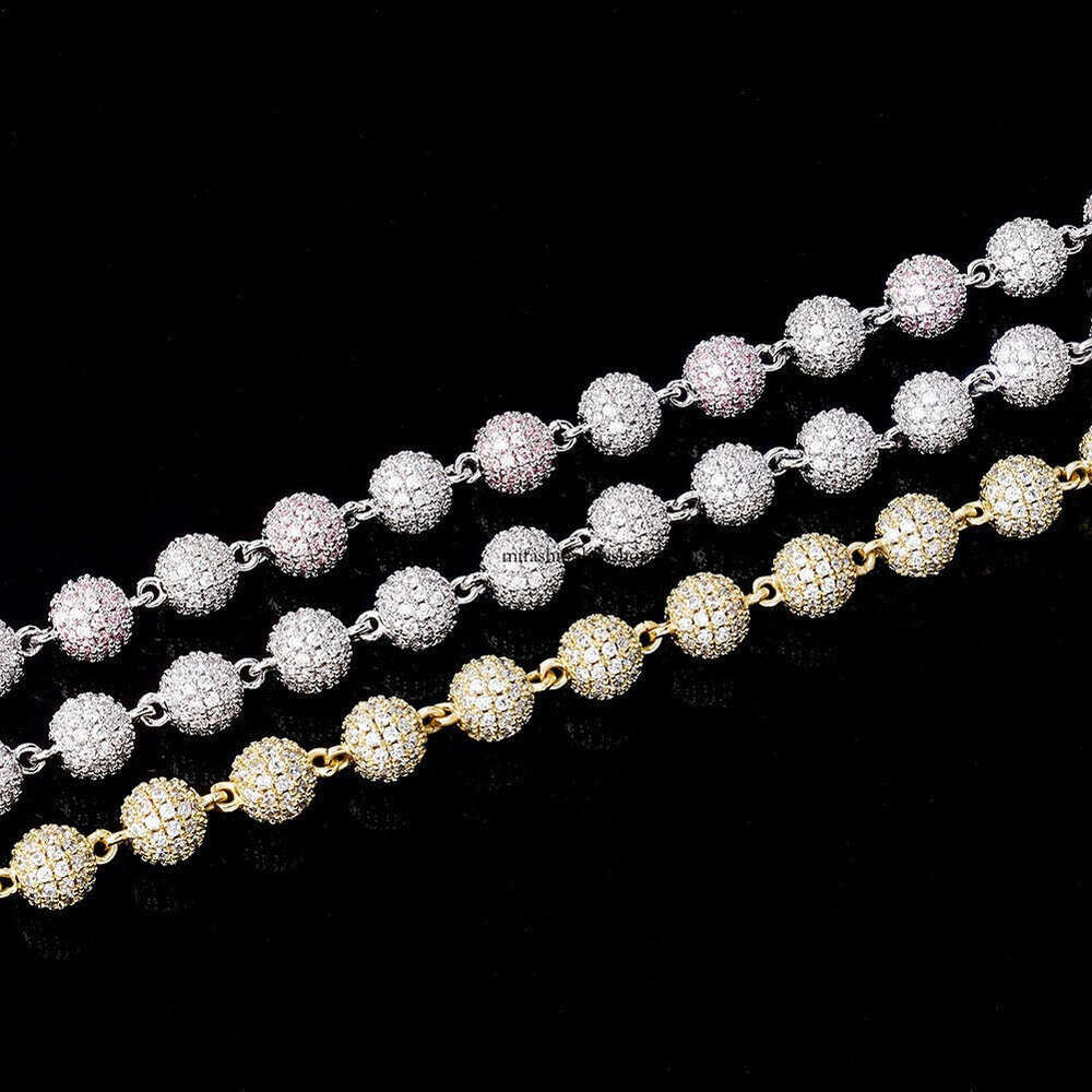 INS Hot Style 8MM Round Bead Choker Necklace Full Dia Unisex Trendy Cuban Chain