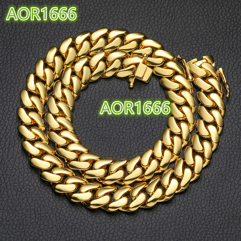 10 12 14 16 18 20 22mm 18K Gold Plated Cuban Link Chain Necklace Fashion Jewelry Cuban Link Chains Mens Necklaces
