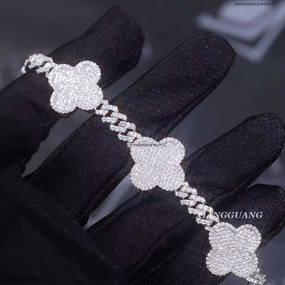Fashion Jewelry Bracelet SSolid Sier GRA Certificate D/VVS Moissanite Cuban Link Chain Mens Bracelets
