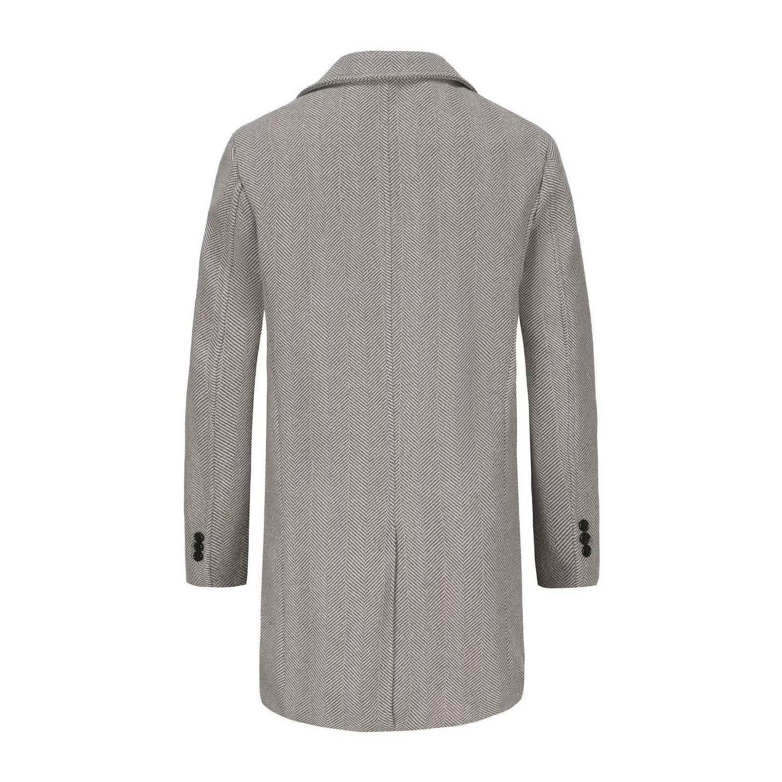 2024 New Autumn and Winter Mens Mid-Long Wool Checkered Double-Breasted Coat European Size Fashion Business Wool Outerwear XJ250809