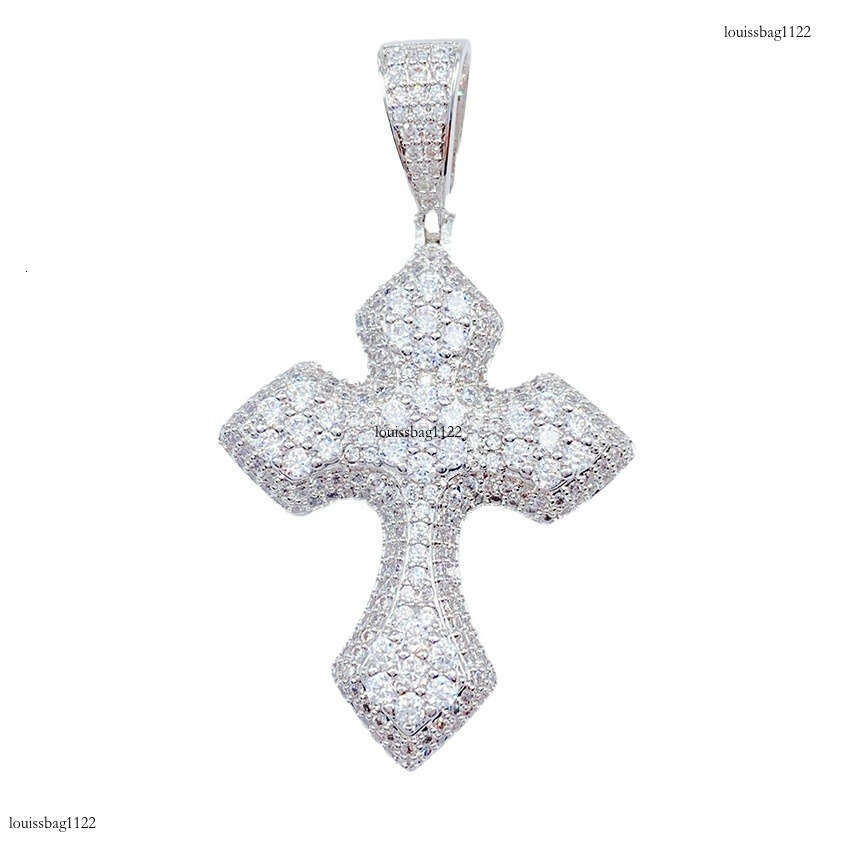 Personalized Full Sterling Silver Inlaid Moissanite chain Cross Hip Hop Jewelry Unisex Necklace Pendant
