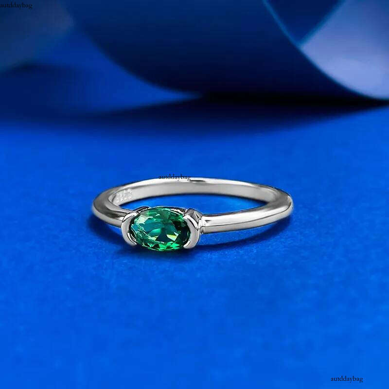 Choucong Ins Top Sell Unique Wedding Rings Simple Fine Jewelry Geunine 100% Sterling Sier Oval Cut Emerald Women Eternity Sweet Finger Ring For Lover 