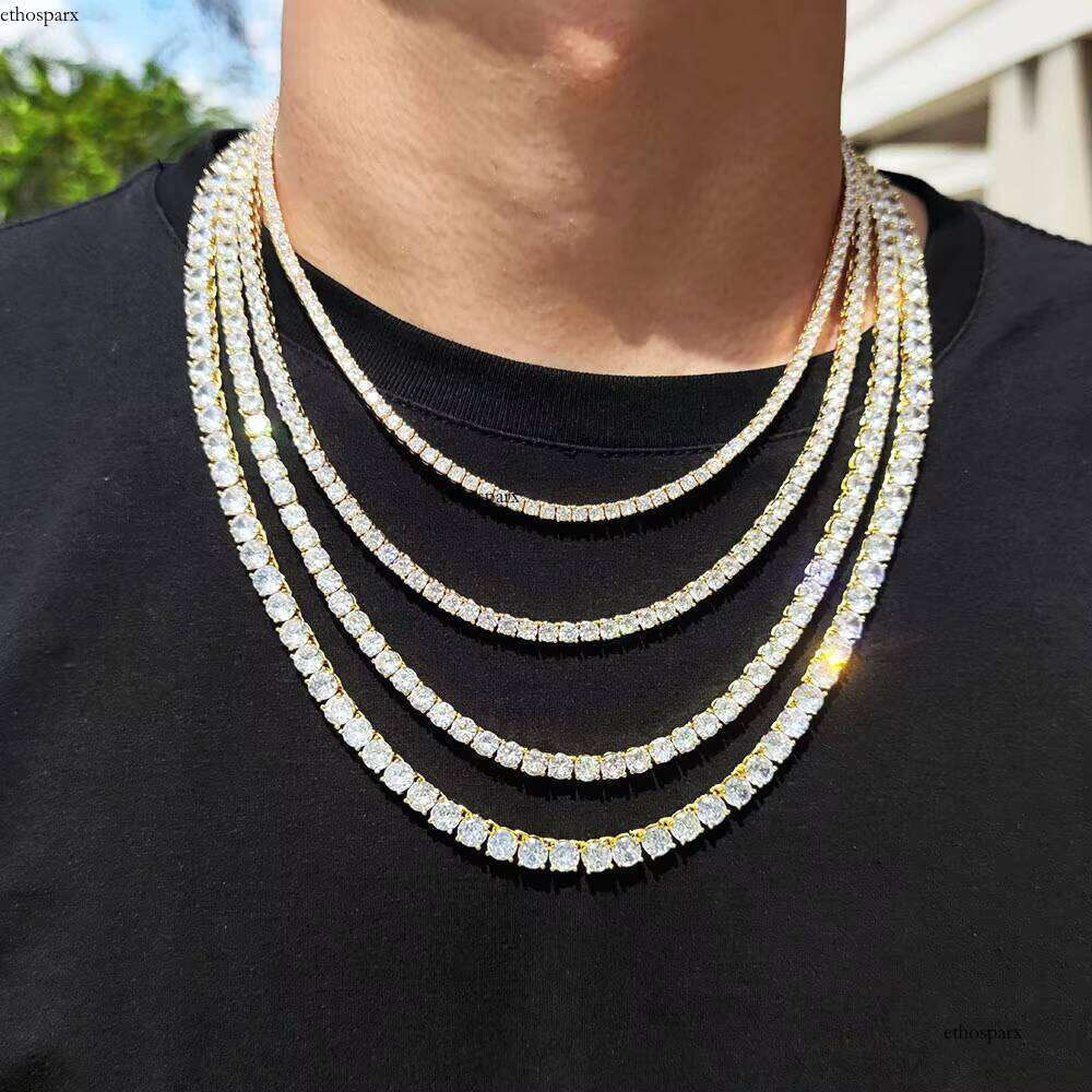 3mm 4mm 5mm Hip Hop Gold Plated Iced Dia Bling CZ Tennis Chain Necklace