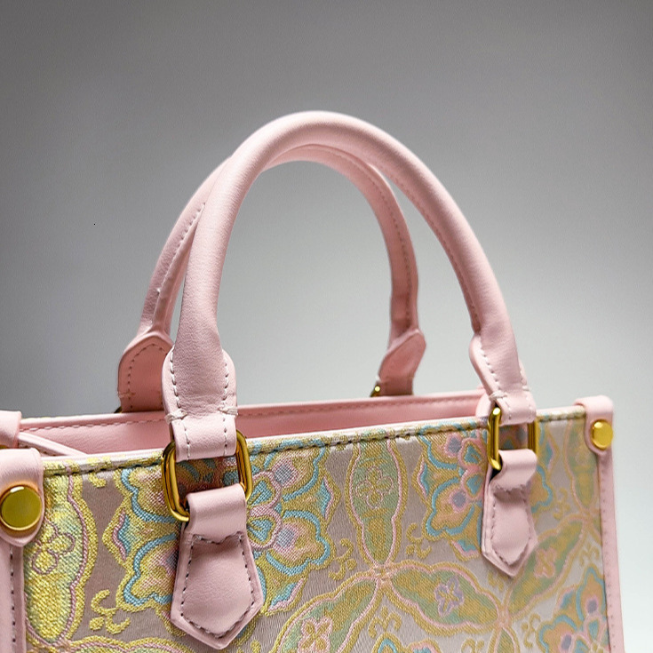 Free shipping designer Free Shipping Designer Luxury New Chinese Women Handbag Ethnic Style Song Brocade Pattern Pink Shoulder Bag Fashion Diana Bag