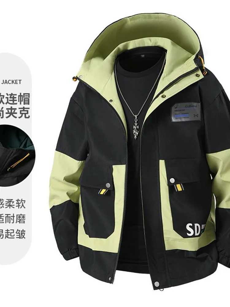 Autumn and Spring New Fashion Trend Sports Hooded Workwear Jacket Mens Casual Loose Comfortable Windproof Plus Size Coat W250809