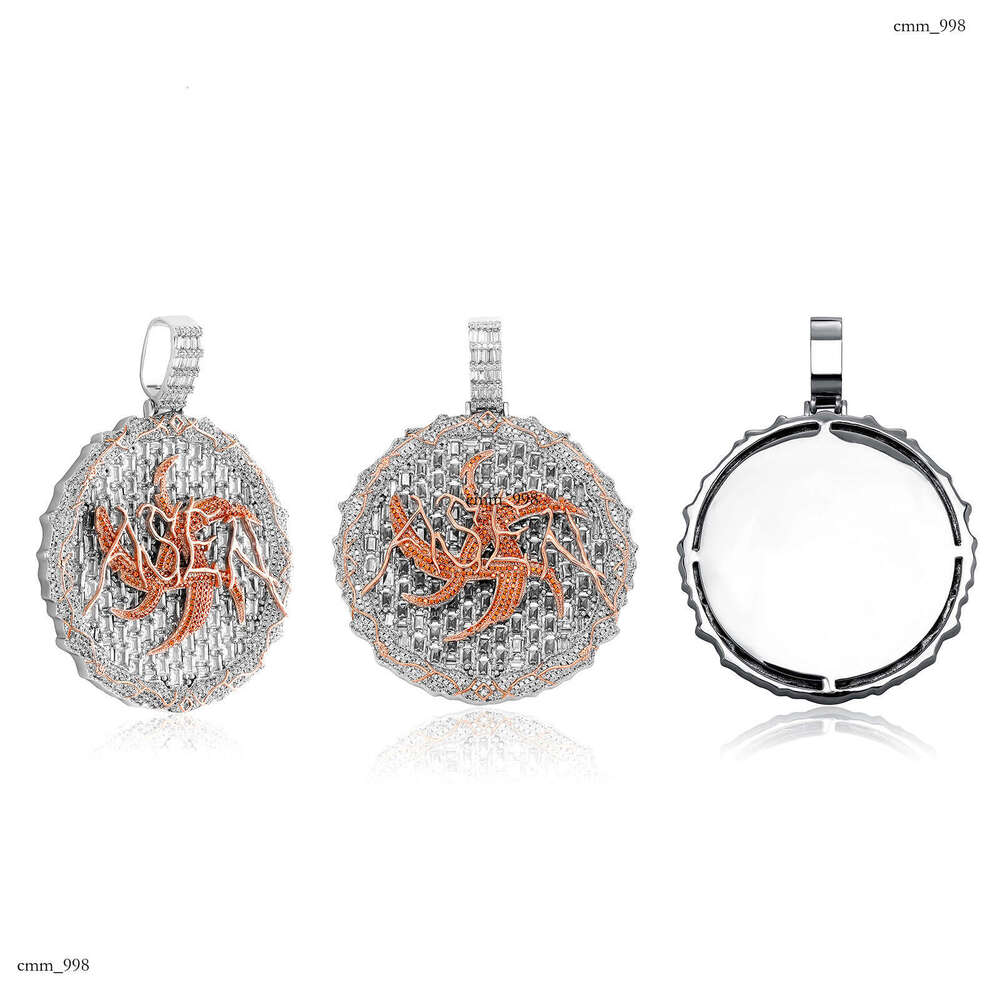 ASEN Ai Zhiheng Same Style Necklace Large T Square Full Dia Thorn Round Cake Hip Hop Pendant Men's Personality Versatile Accessory