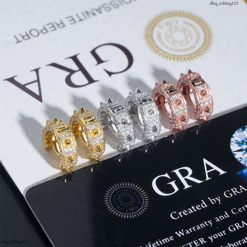 Hip Hop Sier Moissanite Stud Geometric Shape Unisex Earrings