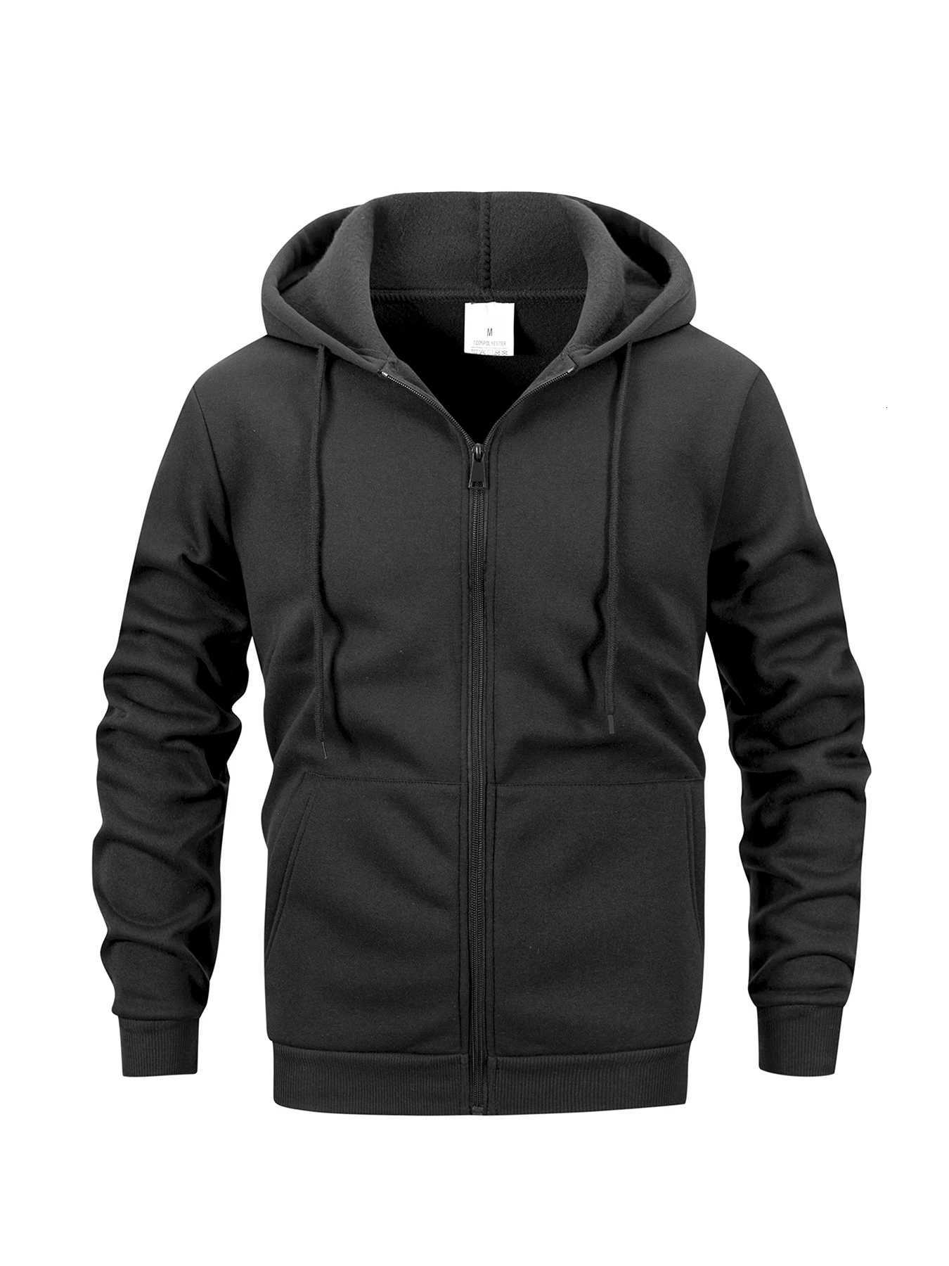 Mens Casual Sweatshirt Zip Hooded Sweatshirt Jacket Mens Solid Color Cardigan Hooded Jackets Spring Autumn Mens Tops W250809