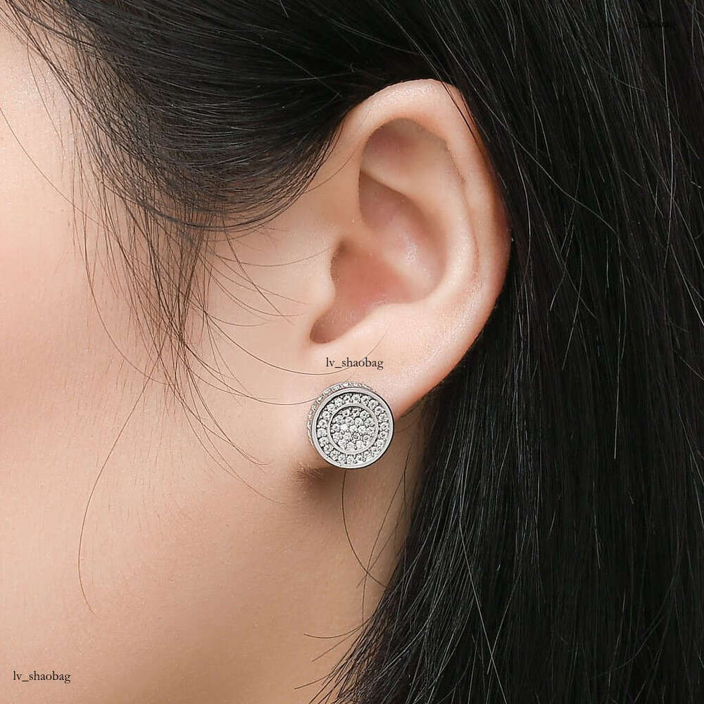 New Style Iced Out VVS Needle Round Men's Earrings Full Zircon Hip-Hop Trendy Jewelry