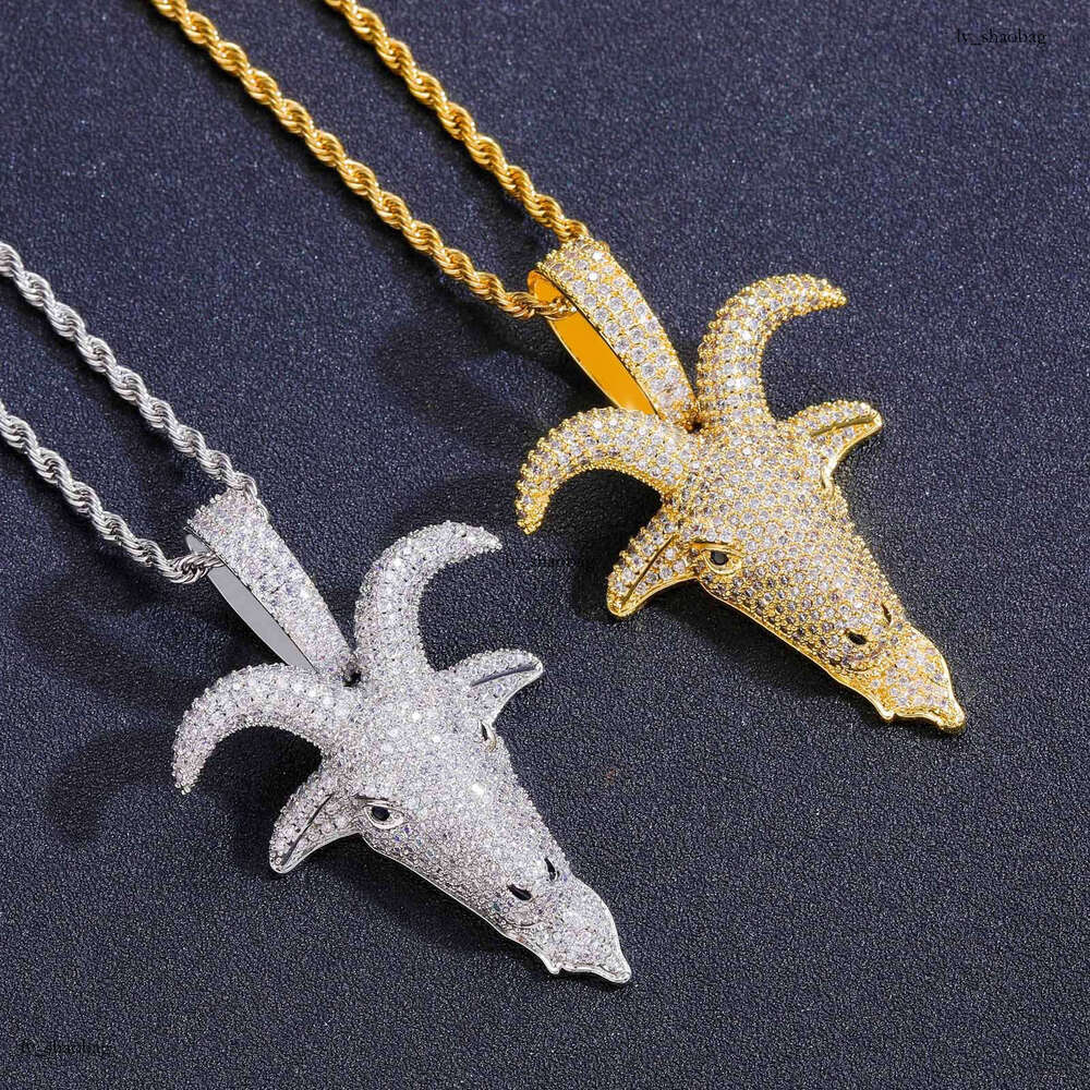 MISA Goat Pendant Micro-Paved Moissanite chain Animal Personality Men's Cool Rap Hip-Hop Necklace Accessory