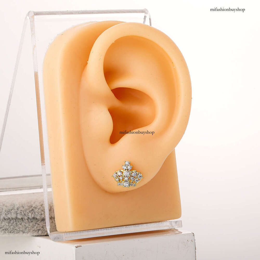 High-End Crown Trendy Gold Jewelry Sparkling Zircon Inlaid Dia Accessories Stud Earrings