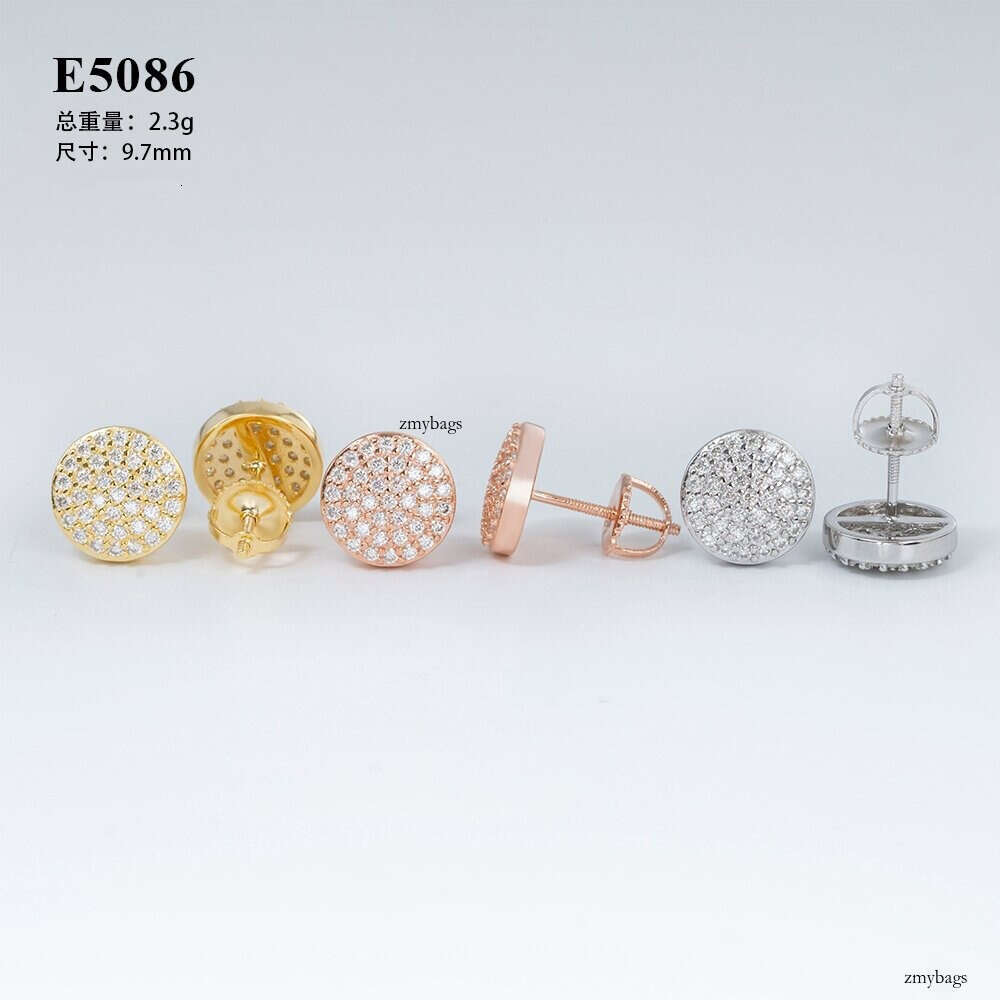 Jewelry Style Sier Moissanite Classic Round Earrings Unisex Versatile Accessories Wholesale