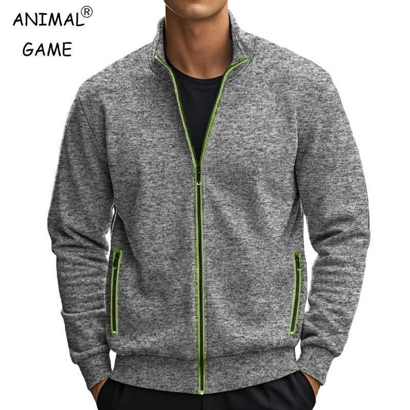 Mens Stand Collar Sweatshirt Contrast Color Zipper Outerwear Basic Daily Jacket Streetwear Lightweight Outdoor Solid Coats W250809