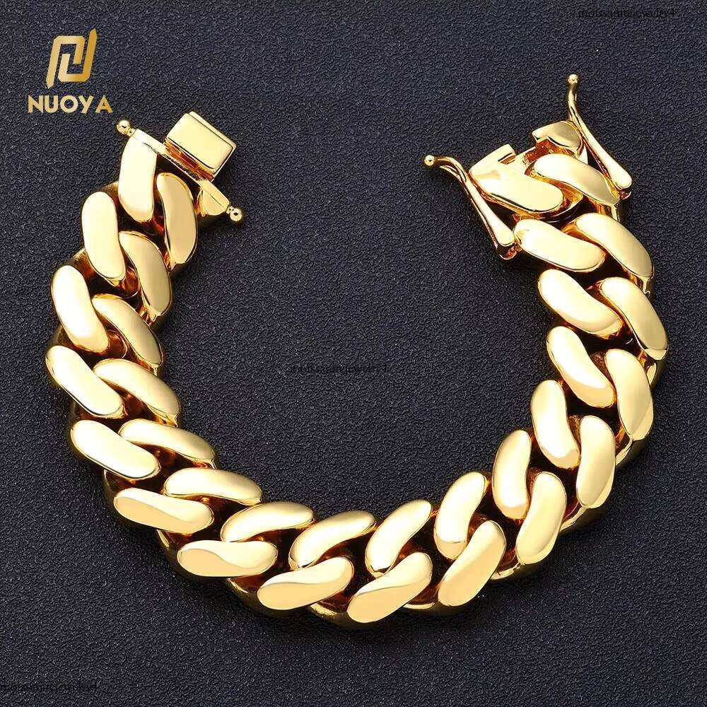 NUOYA 22mm Cuban Link Men Women Hip Hop Jewelry Rose Gold Plated Brass Bracelet Fine Chain Gift