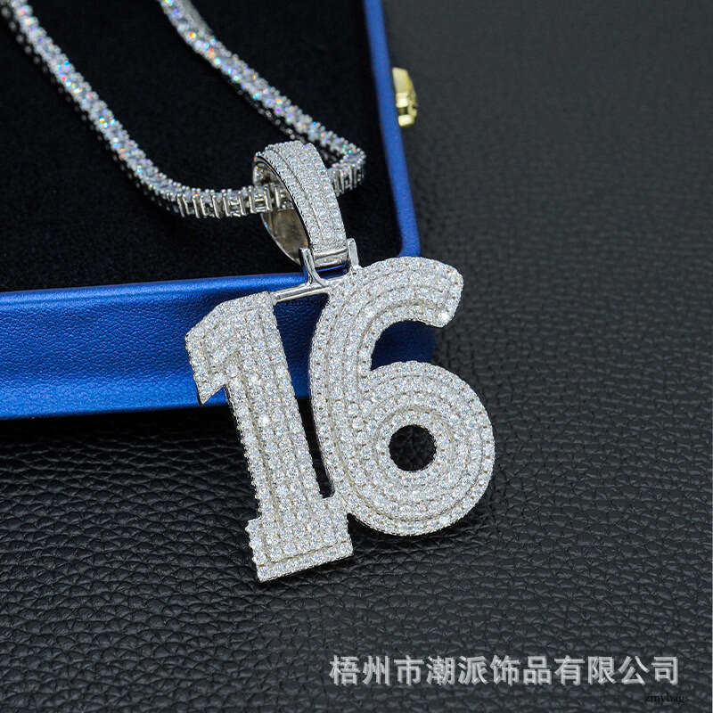 Personality Pendant Sier Moissanite/Sterling Silver Inlaid Moissanite chain Hip Hop Trendy Necklace