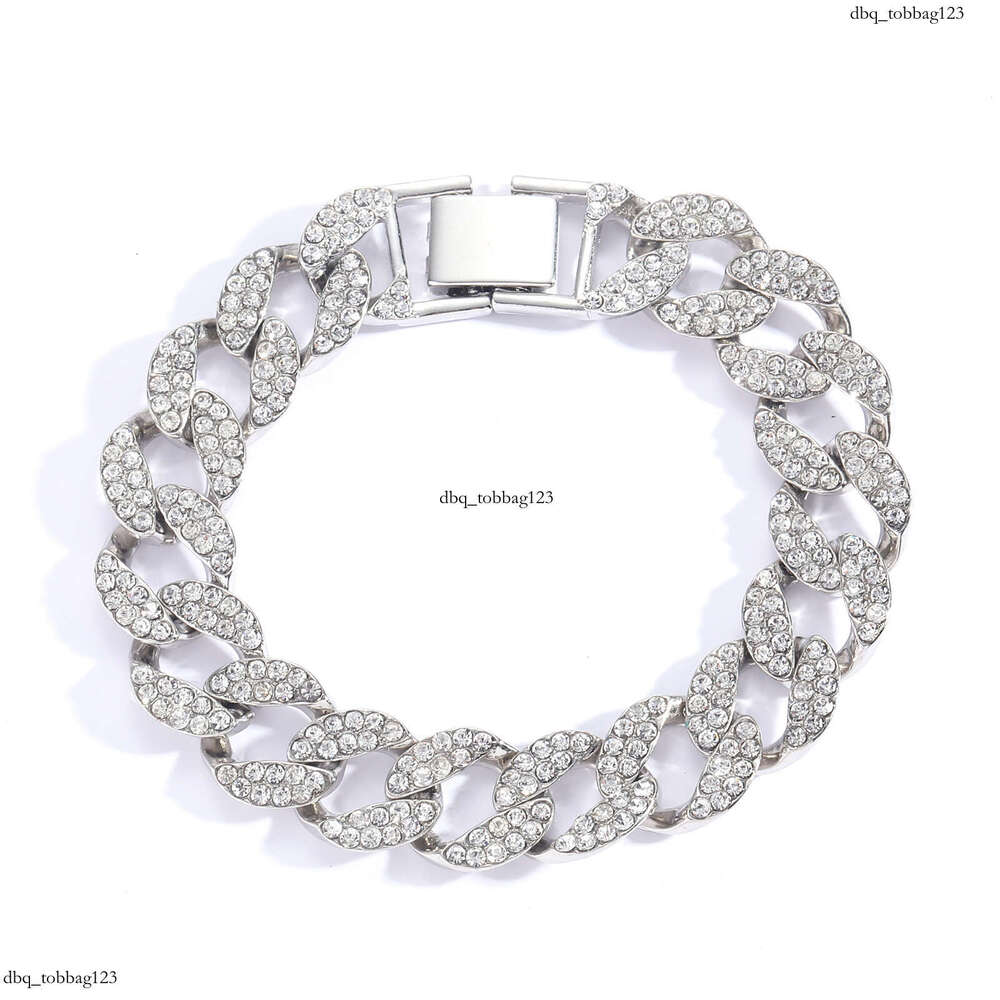 Bracelet 15mm Full Dia Cuban Chain Personality Men's Trendy Hip-Hop Accessories