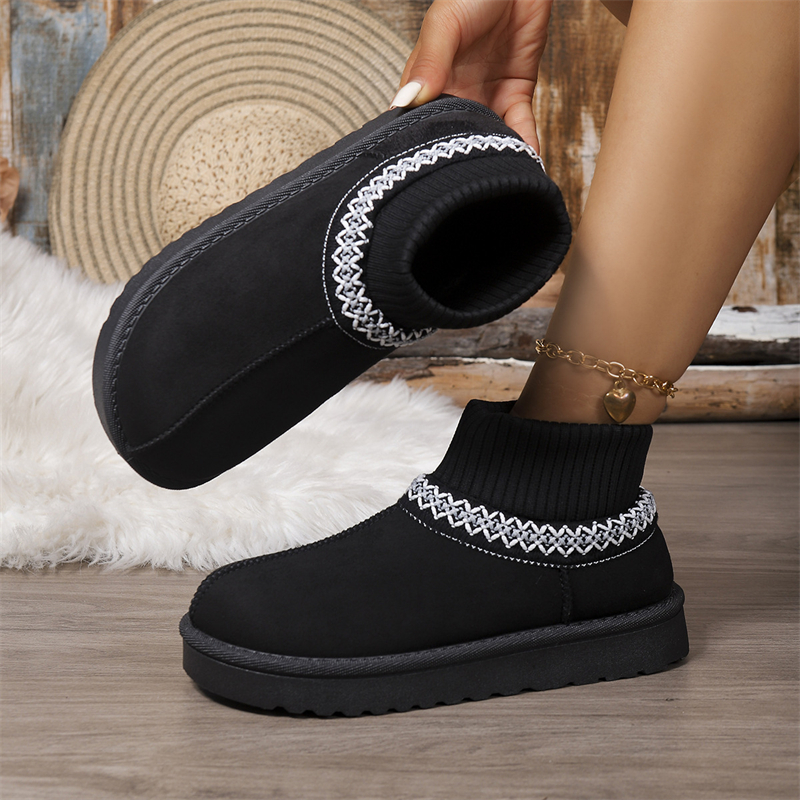 Designer shoes free shipping new Outdoor trainer winter thick soled plush thick snow boots for women's keep warm classic short boots black white