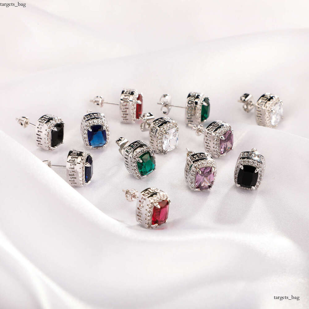 Inshiphop Hip-Hop Style Colorful Large Zircon Personality Earrings Gold Jewelry
