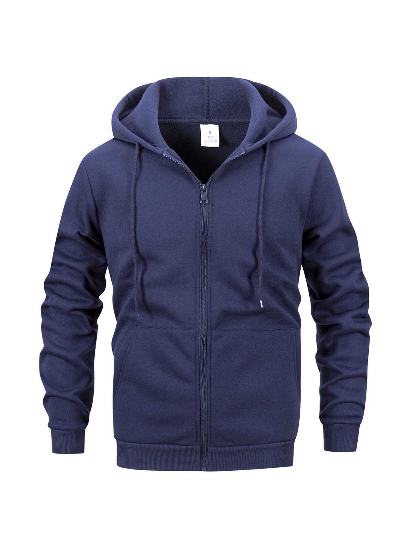 Mens Casual Sweatshirt Zip Hooded Sweatshirt Jacket Mens Solid Color Cardigan Hooded Jackets Spring Autumn Mens Tops W250809