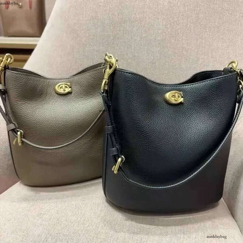 Bucket Soft Strap Lychee Pattern Hand-Held One Shoulder Crossbody Simple Women's Bag