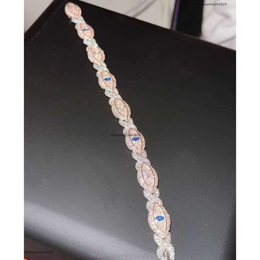 Customized Sapphire Eye Chain Infinity Links Necklace Cuban Link Rose Gold Plated Sier Moissanite Chains for Men