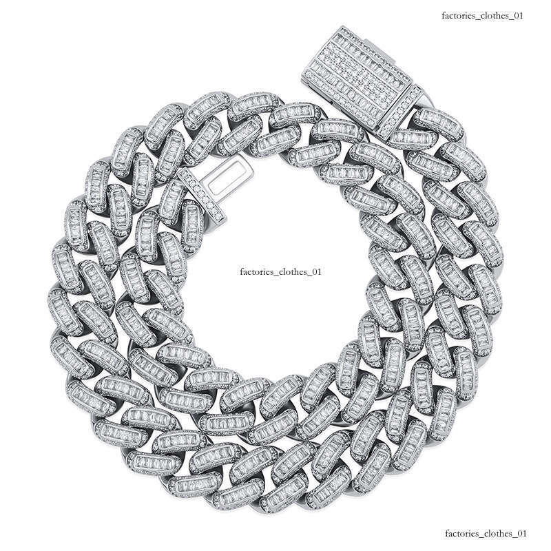 Hip Hop Necklace for Men Versatile High-End Feel Sterling Silver Inlaid Moissanite chain 16MM Cuban Chain Style Jewelry