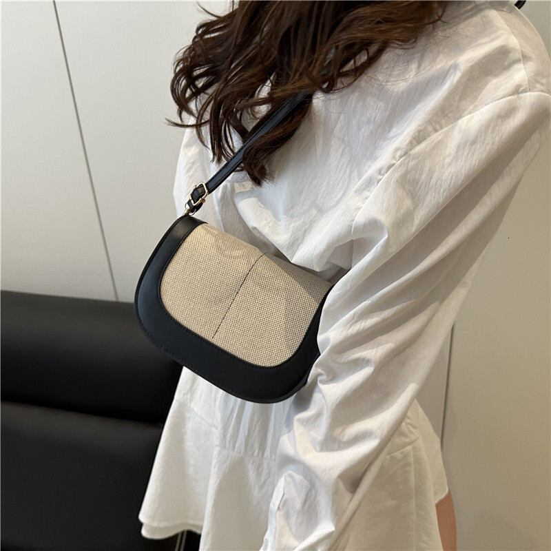 2025 Autumn New Fashionable Women s Shoulder Bag Flip Cover Color Block Saddle Armpit fashion Crossbody Niche Design Designer