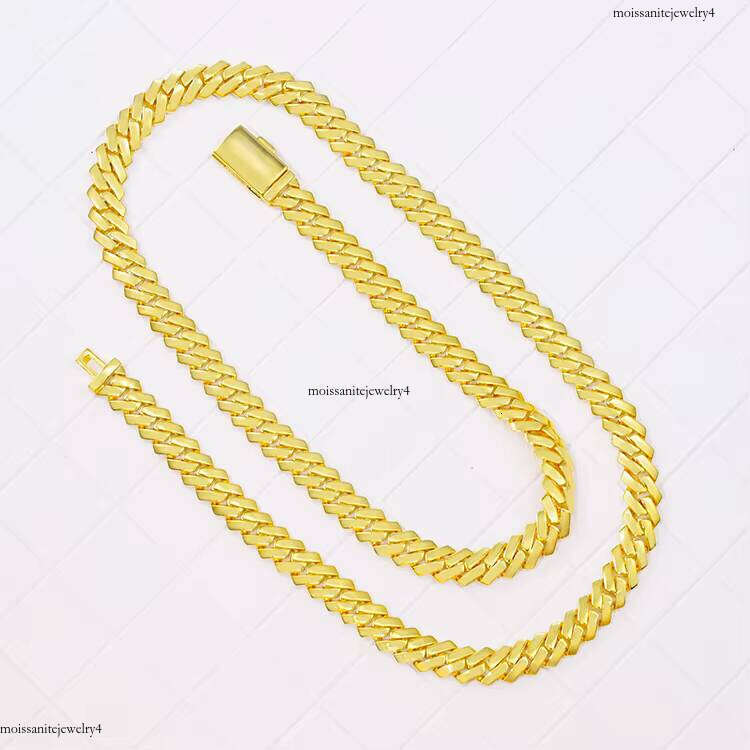 Hot Sale Stylish Sier Miami S 8mm 12mm 15mm Wide Plated Real Gold Cuban Link Chian with Free Lettering
