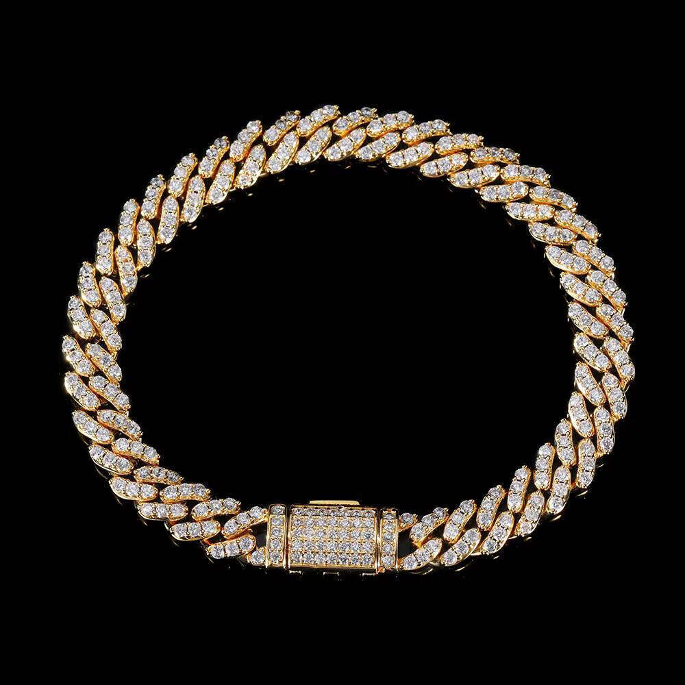 8mm Cuban Ice Out Hip Pulsera De Cadena Mujer Curb Hop Hand Chain Bracelet