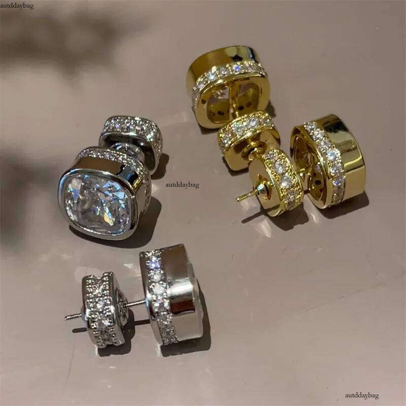 Choucong Handmade Stud Earrings Jewelry Sterling Sier Gold Fill 5A Cubic Zircon CZ Dia Gemstones Elegant Party Women Square Earring Gift