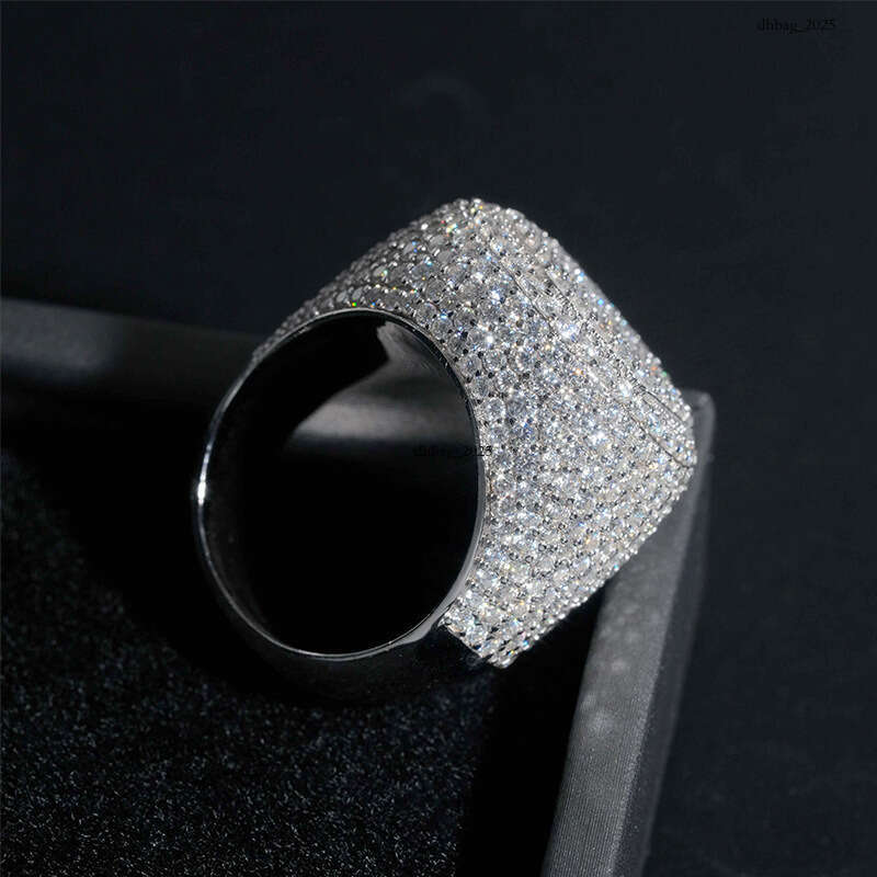 ICED OUT Silver Moissanite Men Women Classic Hip Hop fashion Ring