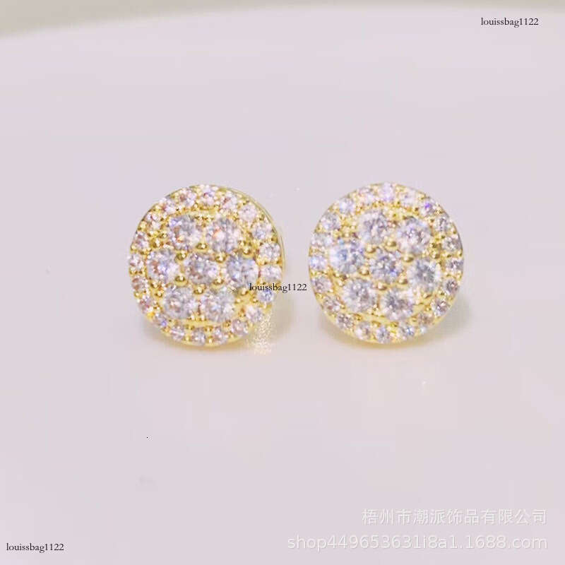 Hip Hop Round Zircon Hiphop Trendy Full Dia Electroplated Earrings New Ear Jewelry 111
