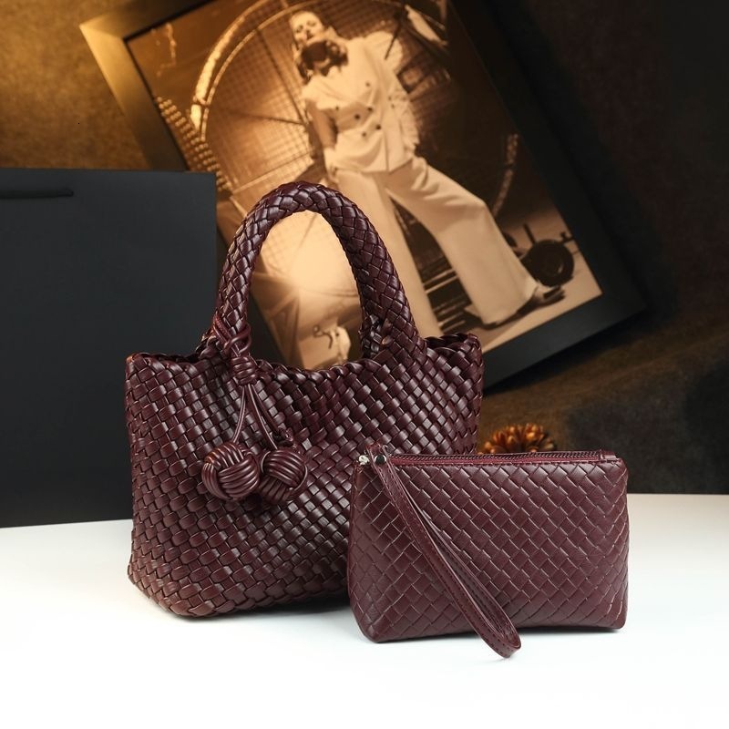 Free Shipping Designer Luxury Woven Small Bag New Elegant Crossbody Mother-daughter Bag Genuine Leather Women's Fashion Tote Shoulder Handbag Cas