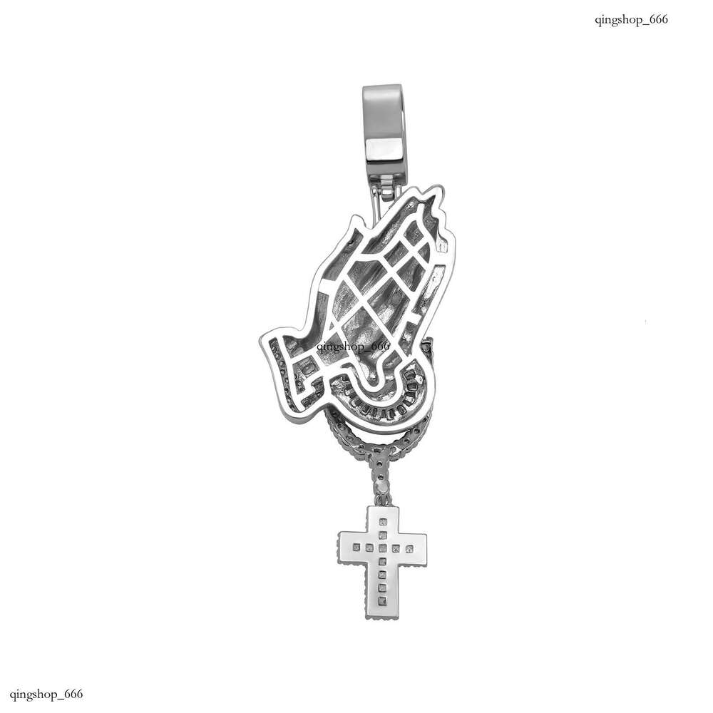New Pendant Full Dia Double-Handed Cross Hip-Hop Jewelry Necklace Rap