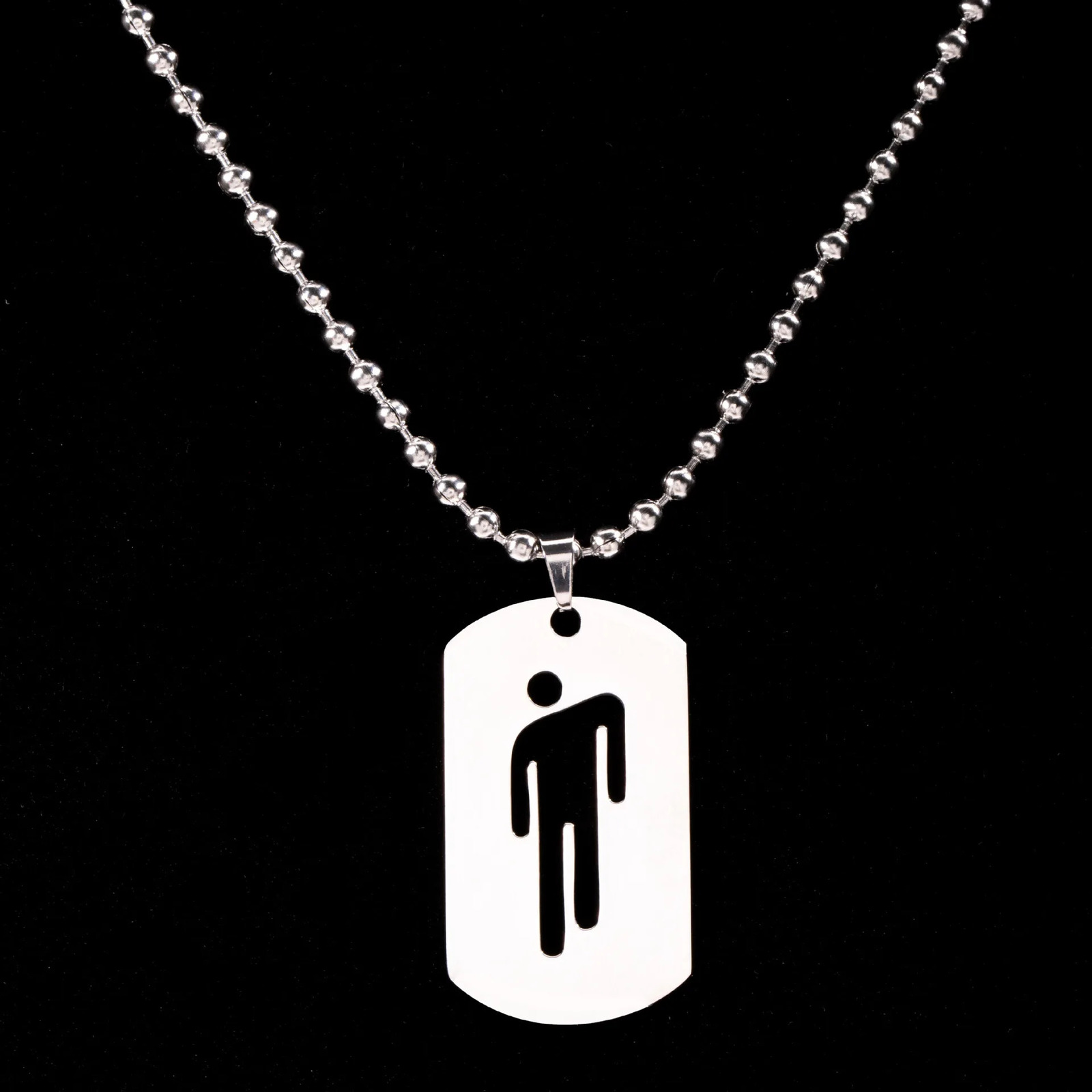 Hip Hop Stainless Steel double tilted head small character engraved pendant Necklace Street Fashion Couple Necklace gift 250805