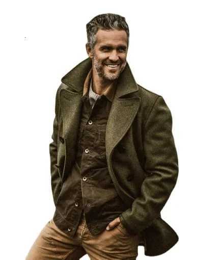 Men Autumn Winter Tweed Coat Solid Color Long Sleeve Turndown Collar Button Casual Warm Fashion Comfortable Regular Standard Fit XJ250809