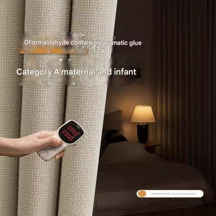 YL-36961 new cotton and linen full blackout curtains bedroom living room bay window thickened sunshade and heat insulation curtain