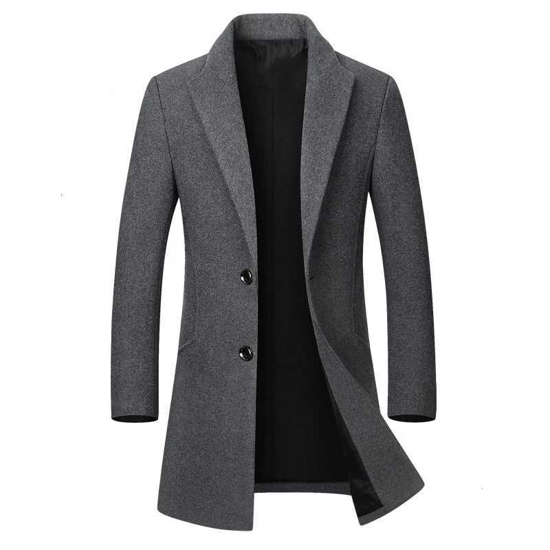 Autumn Winter Mens Wool Jackets Mens Long Windbreaker Trench Coats Man Solid Color Turn-Down Collar Business Jackets Clothing XJ250809