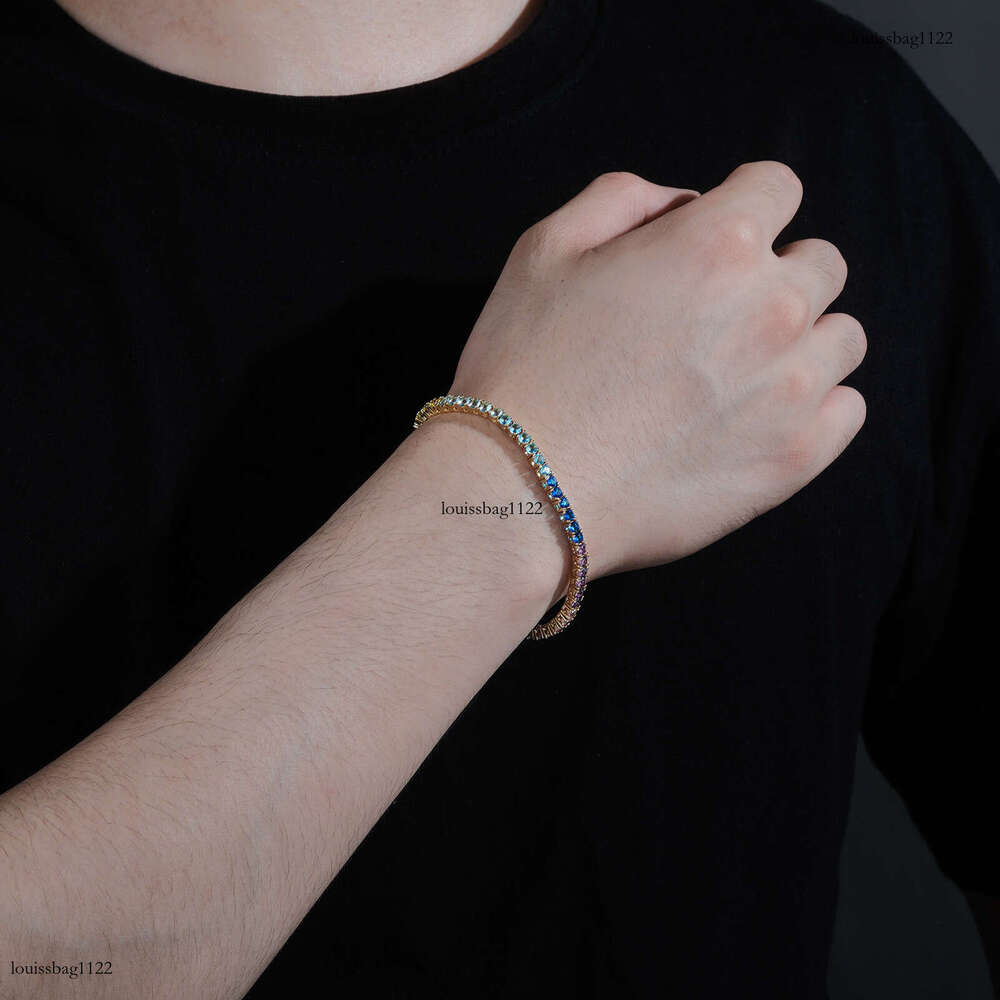 INS 3mm Colorful Mixed Tennis Chain Necklace for Men and Women Hip Hop Personality Niche Trend Bracelet Gold Jewelry