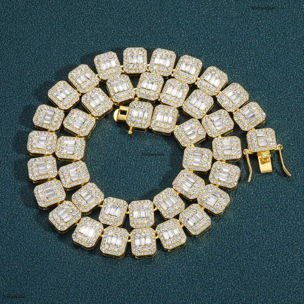 New Hip-Hop 13mm Square Round Cuban Chain Full Dia Men's Trendy Necklace