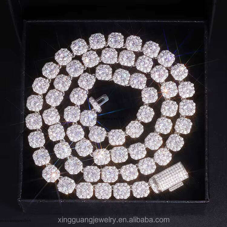 RTS Large Size 8mm Chain VVS Moissanite White Gold Plated Solid Sier Tennis Chains for Men Women Bracelet Necklace