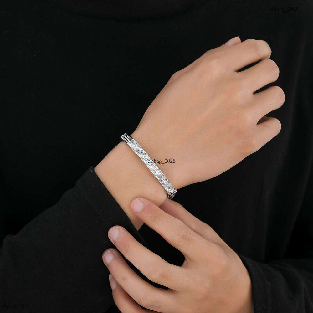 New Geometric Simple Three-Row Zircon Bracelet for Women Trendy Personality Hip-Hop Accessories