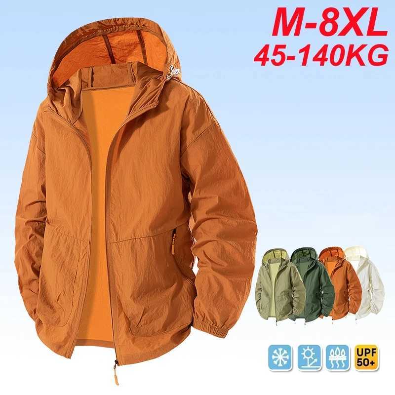 UPF 50+ Summer Hiking Jacket Men Big Size 8XL Waterproof Quick Dry Camping Windbreaker Trekking Fishing Outdoor Anti-UV Clothing W250809