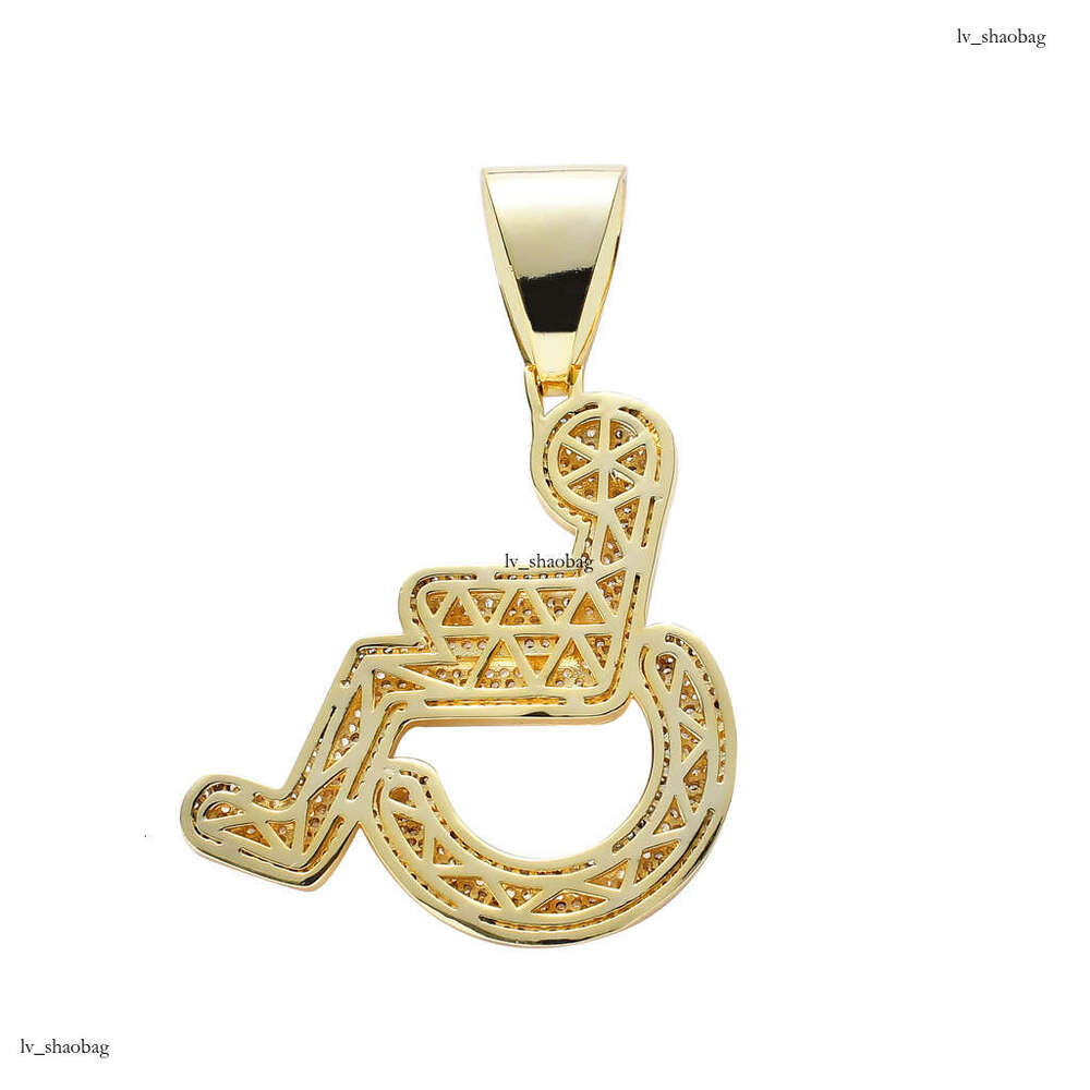 Ins Necklace for Men Wheelchair Disabled Pendant Personality Creative Moissanite chain Hip-Hop Jewelry